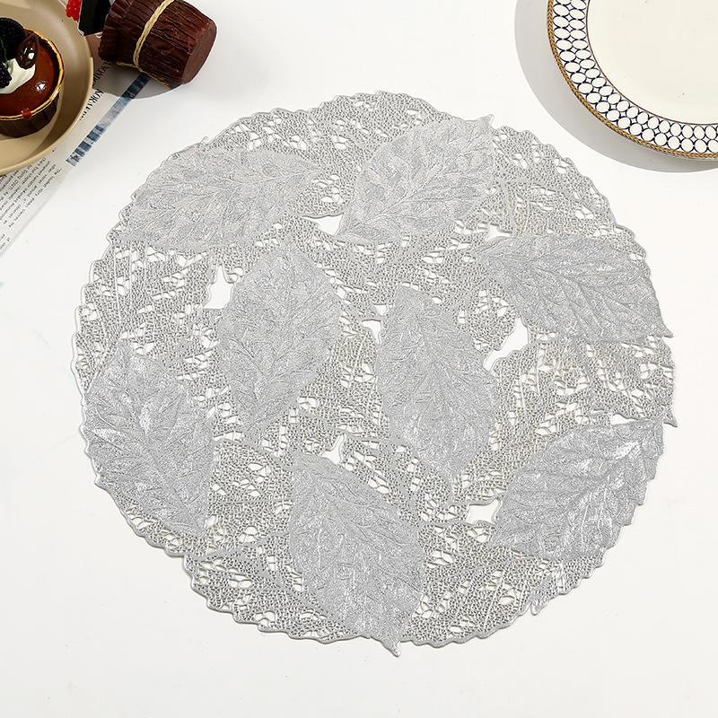 Autumn Fallen Leaves Hollow Placemat PVC Light Luxury Placemat Premium Hotel Insulation Mat Creative Non-slip Dining Table Mat
