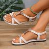 Fashion New Summer Flat Sandals Women Rhinestone Gladiator Woman Sandals Comfortable Non Slip Beach Shoes for Women Sandalias De Mujer