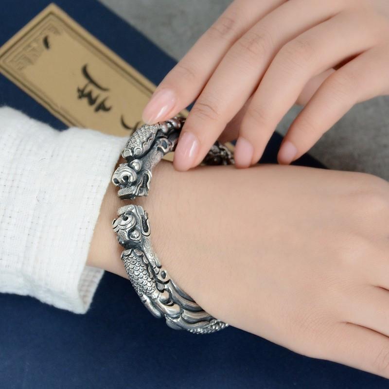 Bracelet Men's Retro Style Domineering Full of Clouds Longxiang Bracelet Retro Couple