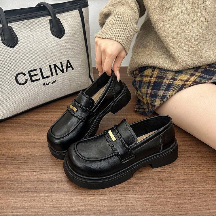 French platform spring new not tired feet single shoes Japanese jk small leather shoes 36 чёрный