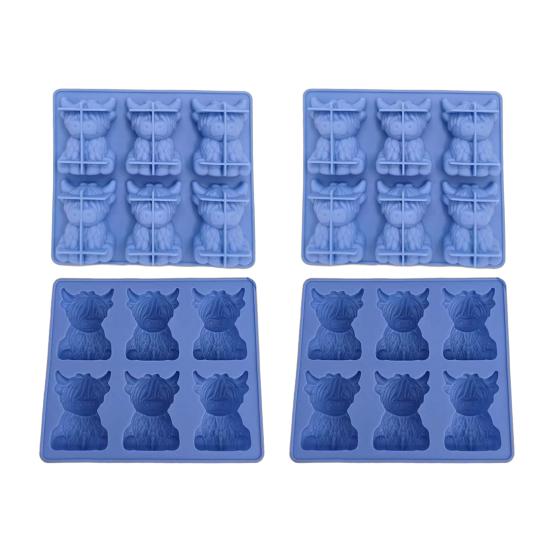 Mini Forma de Gelo de Vaca das Terras Altas Bandeja de Gelo de Silicone Flexível de Grau Alimentício Fácil de Desenformar Reutilizável Fabricante de Cubos de Gelo em Forma de Vaca 3D para Whiskey Cocktails