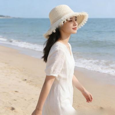 Cross-border Hot-selling Summer Sun Hat Japanese Handwoven Big Brim Bucket Hat Korean Version Fashion Temperament Sun Hat