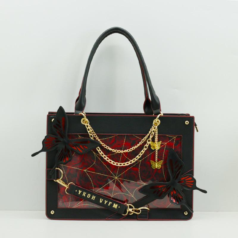 Dark style maze butterfly pain bag Toth girl holding the cross-body bag