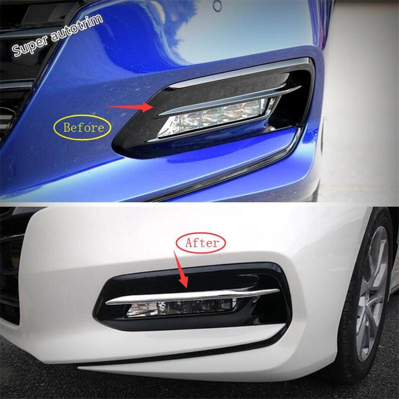 Car Front Fog Lights Lamps Eyebrow Strip Decoration Cover Trim For Honda Accord 10th 2018 - ABS Chrome Accessories Exterior