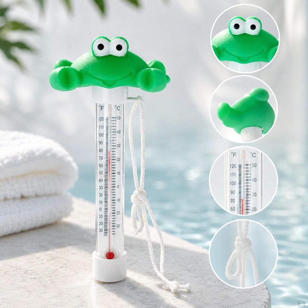 Floating Pool Thermometer Portable Water for Pond Spas Tubs 9x19cm Crab