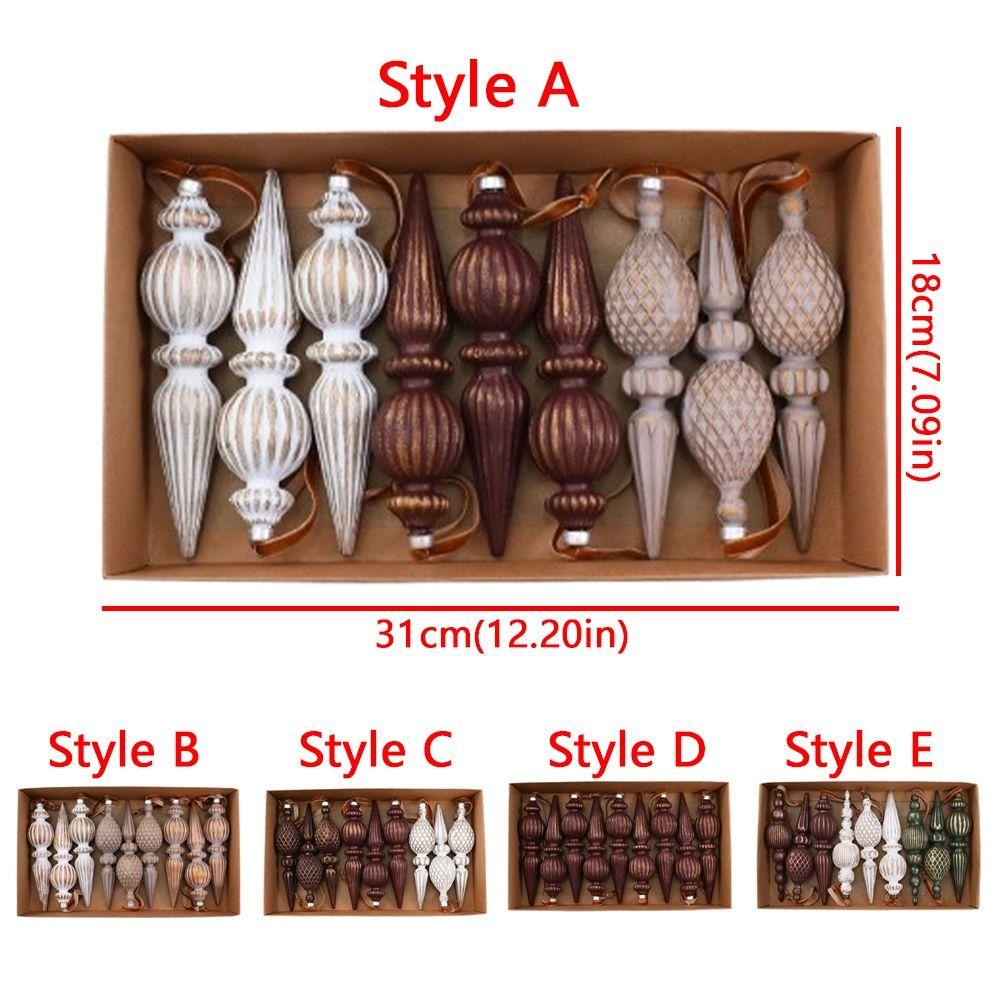 Plastic Christmas Tree Icicle Hanging Baubles Antique Style Xmas Balls Hanging Pendants  New Year