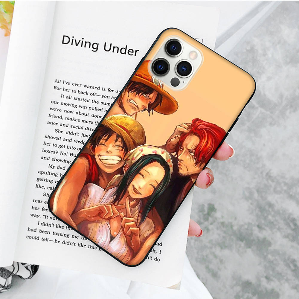 JW59 One Piece Anime Black Soft Case for Samsung Note 20 Lite S24 Ultra S23 A03 A05 A06 A11 A71 A15 A16 A13 A24 A25 A33 A52 A53 A50 M55 M35 Plus