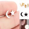 Asymmetrical Korean Moon and Star Stainless Steel Earrings