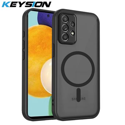 KEYSION Magnetic Phone Case for Samsung A53 5G Silicone+PC Matte Translucent Clear Shockproof Back Cover for Galaxy A53 5G