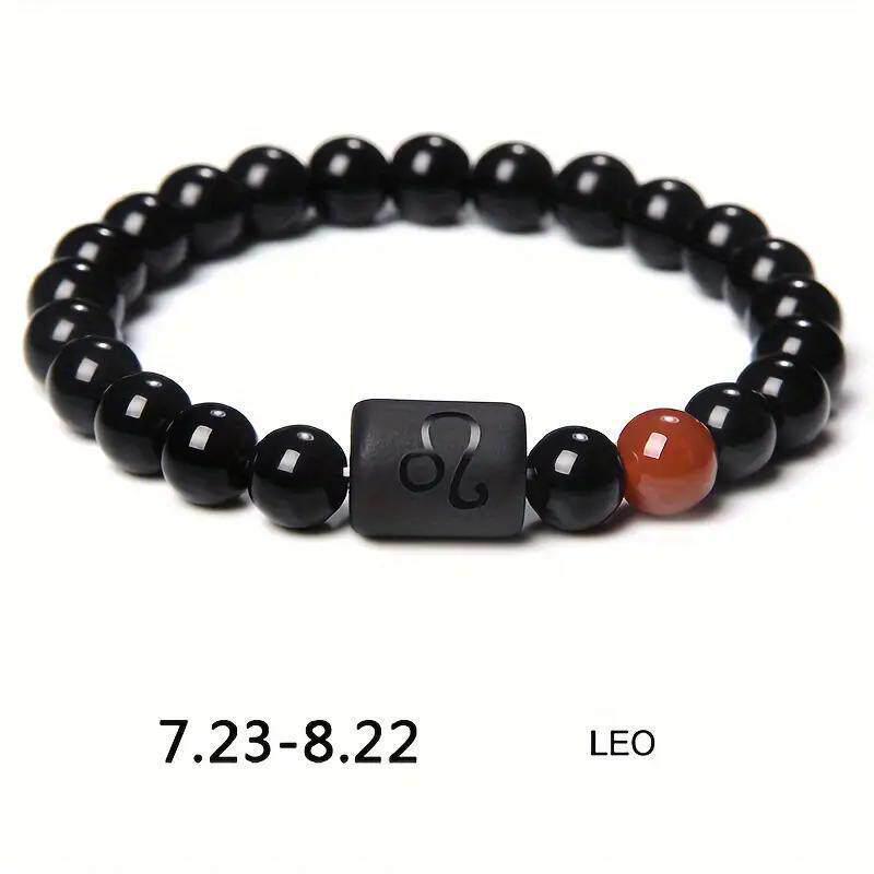 Twelve Constellations Elastic Bracelet with Tiger Eye and Agate Beads