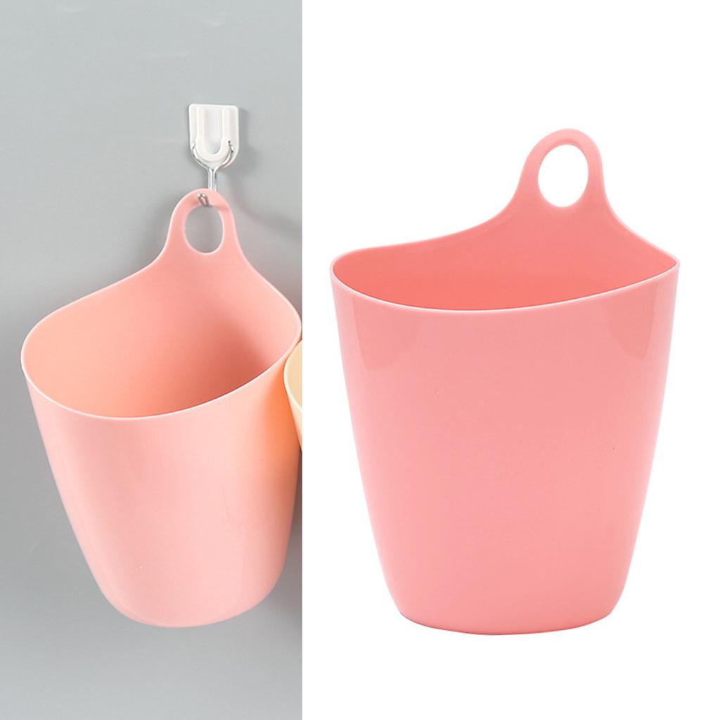 Hanging Trash Can Mini Multifunctional Space Saving Plastic Hanging Storage Bucket for Desktop