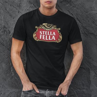 Stella Fella T-shirt da uomo, la migliore bevanda alla birra, regalo per la festa di Natale, girocollo stampato
