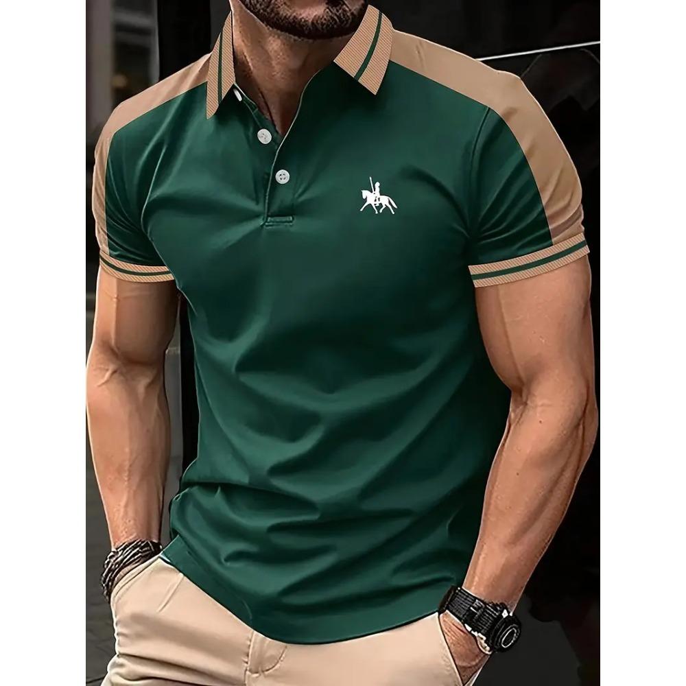 

New summer collection: men’s casual printed short-sleeved polo shirt XXXL армія зелений колір