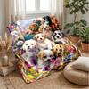 Floral Puppies Garden 3 Theme blanket Lightweight Warm Flannel Blanket Decorative Throw Blanket for Home Decoration