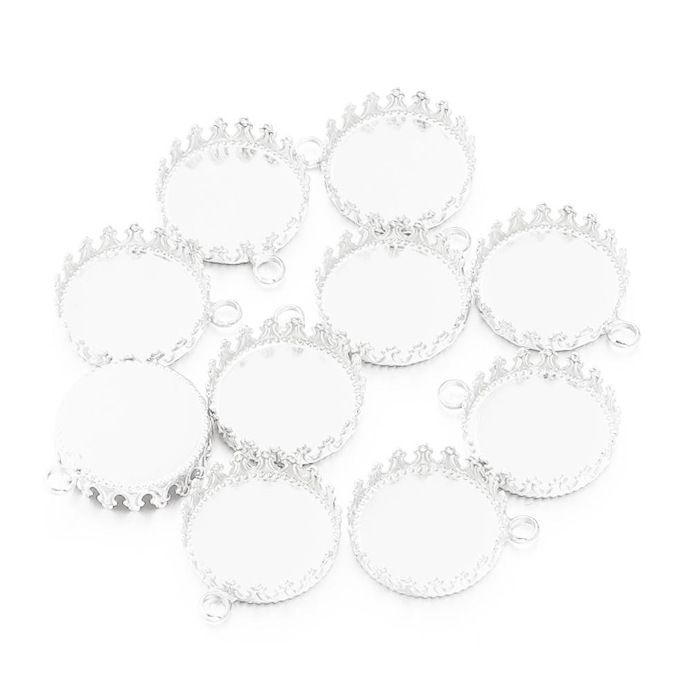 10pcs15/20/25mm Metal Round Cabochon Base Tray Bezels Blank Setting Supplies For Jewelry Making Findings DIY Bracelet Pendant