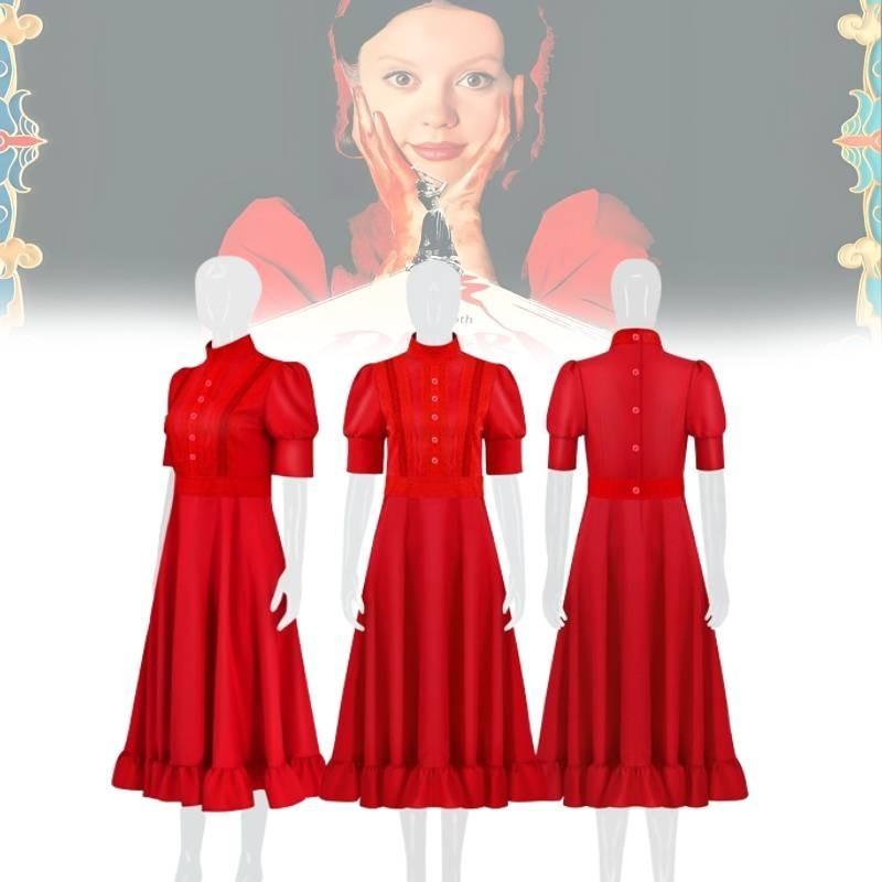 Stunning Pearl Red Dress Costume For Horror Movie Fans Perfect For Halloween Cosplay Events