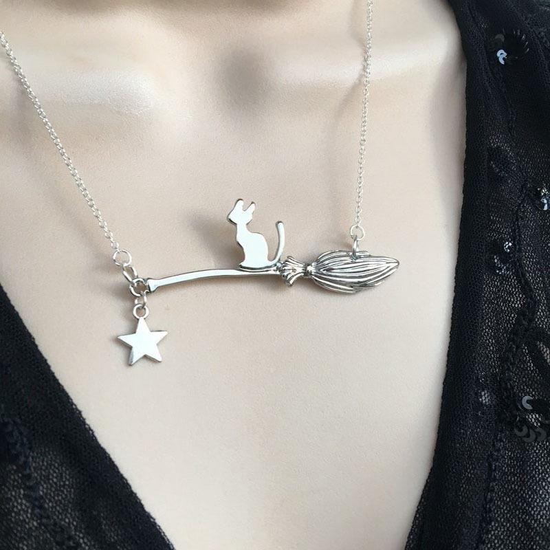 

Хэллоуинские украшения Забавное ожерелье с черным котом Ожерелье с черным котом Женское серебряный