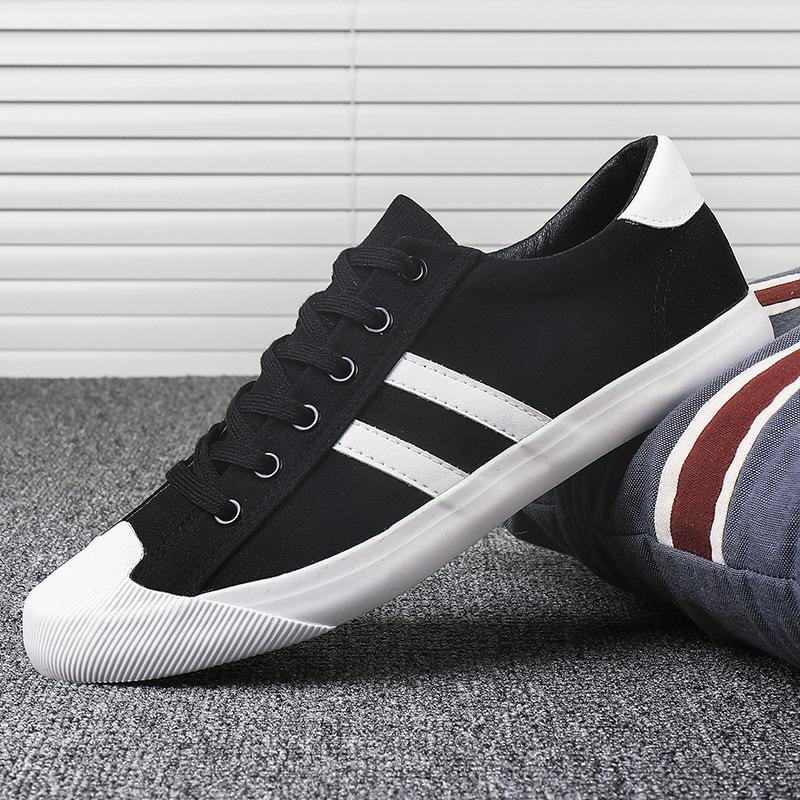 Spring Canvas Shoes Men's White Shoes Low Top Flat Cloth Shoes Korean Style Trendy Versatile Cloth Shoes Men's Shoes