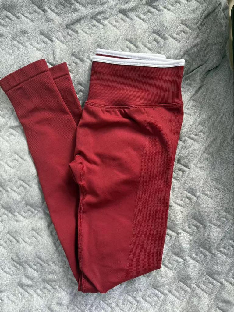 Women's Seamless High Waist Quick-Dry Color Block Yoga Pants for Running & Fitness