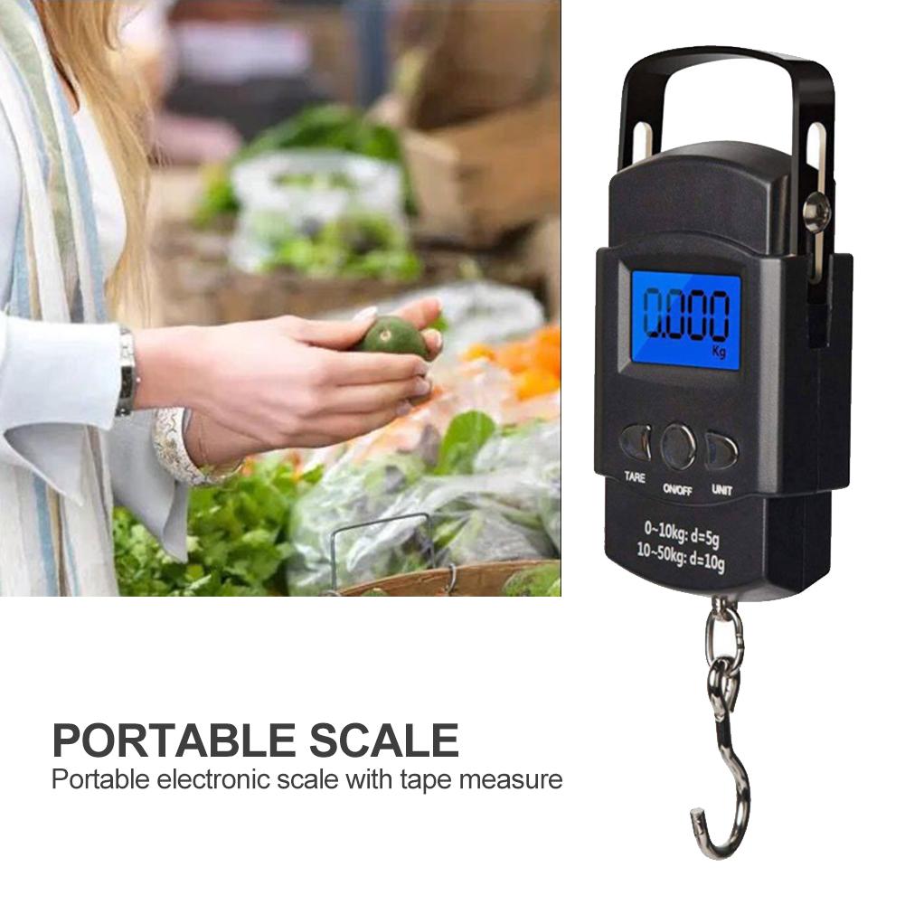 Mini Portable Digital Scale Hand Held Hanging Hook Weighing with Back Light Tool