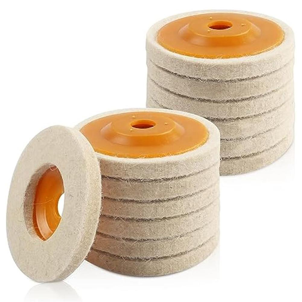 

ABWR-14 PCS Wool Felt Polishing Wheel Disc Wool Buffing Polishing Orange For 100 Angle Grinder, Wool Polishing Wheel помаранчевий