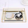 Nordic Retro Storage Tray Gold Rectangle Glass Makeup Organizer  Dessert Plate Jewelry Display Home Kitchen Decor WF1015