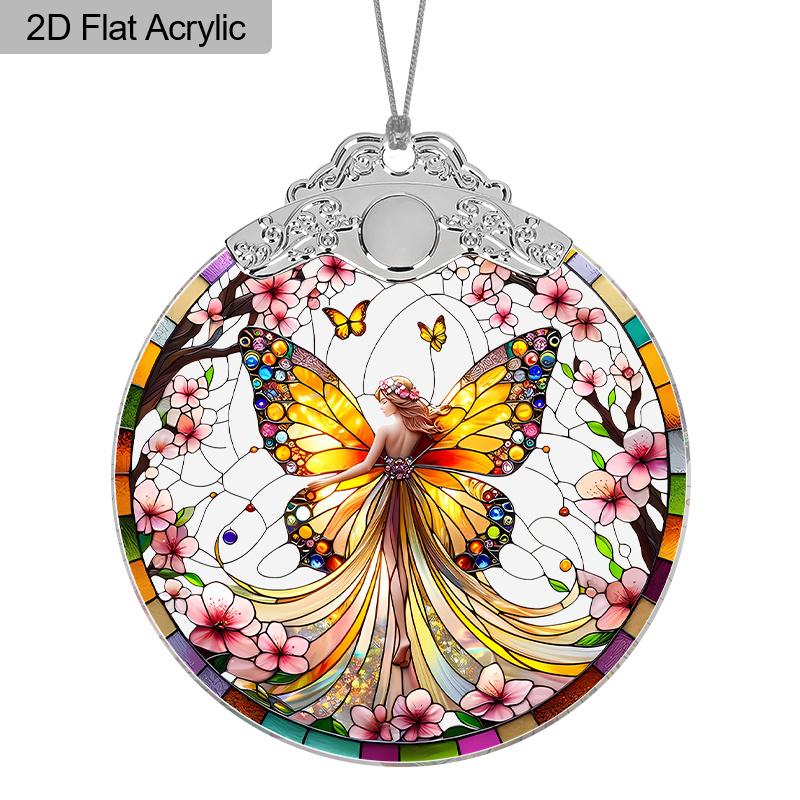 1pc Elf Butterfly Acrylic Ornament, Stained Effect Decor for Home/Car/Bar/Bedroom, White Elephant & Seasonal Gift