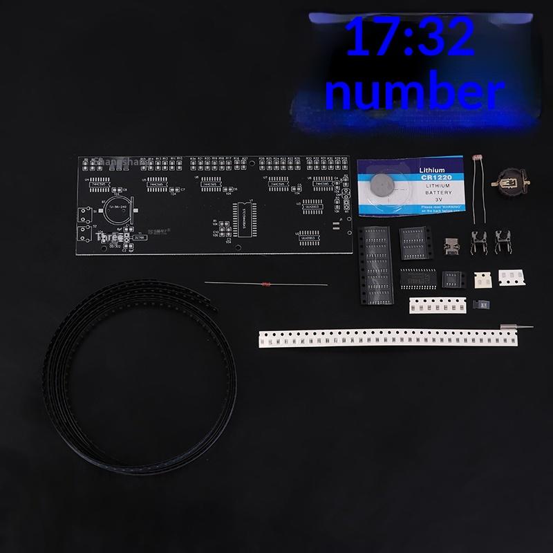 

Набір світлодіодного цифрового годинника з матричним дисплеєм, автояскравістю, часом, температурою. Набір для практики паяння. DIY Електронний проект синій