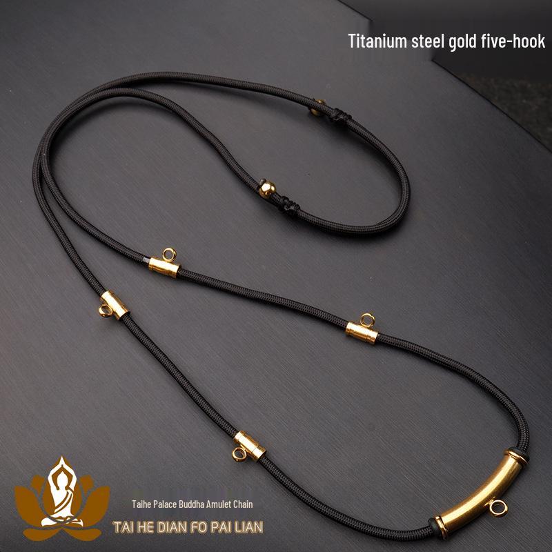 Thailand Buddha Amulet Necklace - Hypoallergenic Stainless Steel with Real Gold Plated Curved Tube Clasp