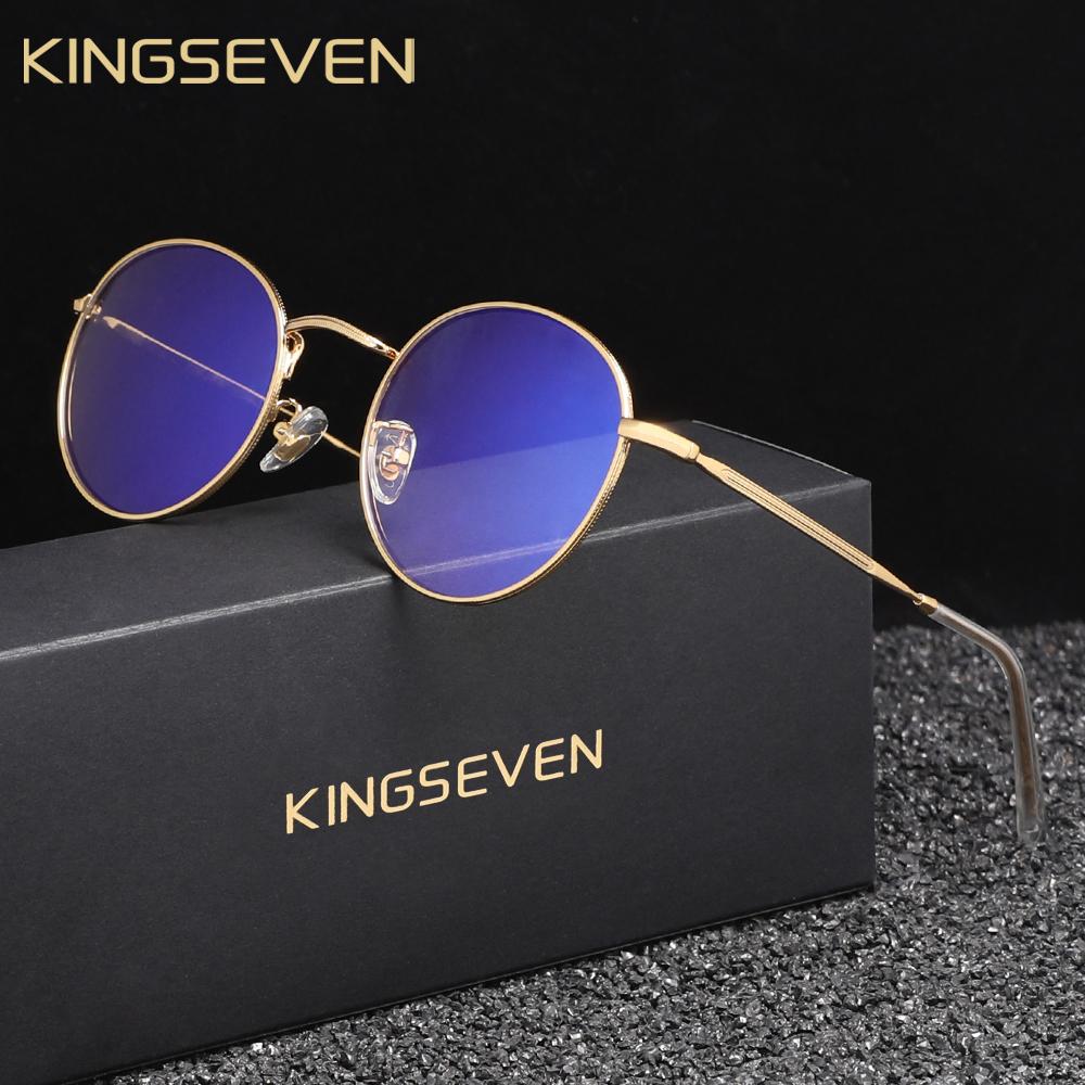 KINGSEVEN Round Transparent Lens Glasses Thin Frame Anti-Blue Light Men/Women Blue Ray Blocking Computer Game Eyeglasses