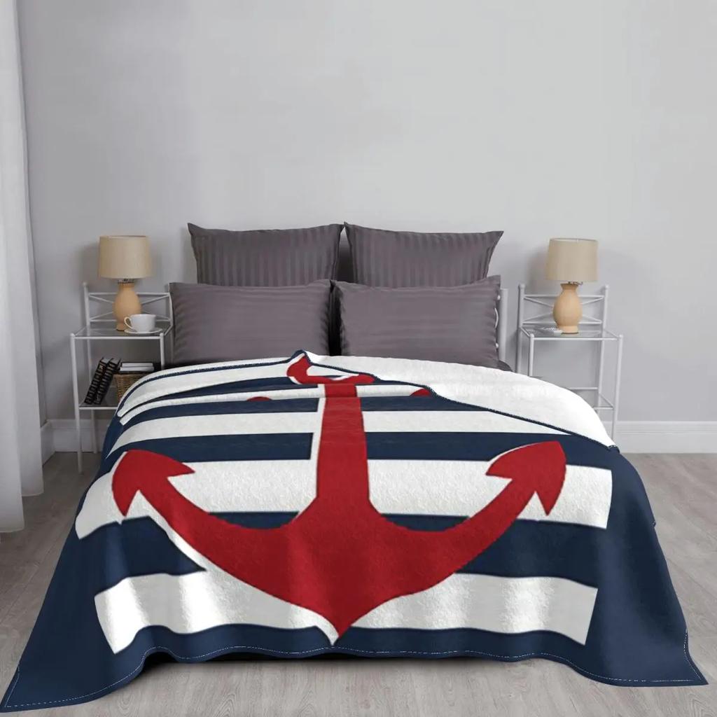 Nautical Skull Sailor Blanket Soft Warm Flannel Throw Blanket Cover for Bed Living room Picnic Travel Home Couch