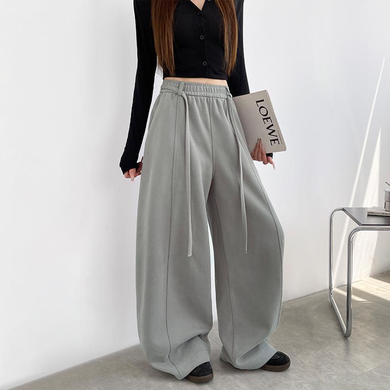 Premium Women's Cotton Wide-Leg Drawstring Pants - Versatile Fall/Winter Casual Wear