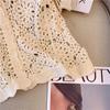 Vintage V Neck Handmade Crochet Knit Cardigan Women Summer Fashion Hollow Out Design Casual Versatile Loose Slimming Blouse