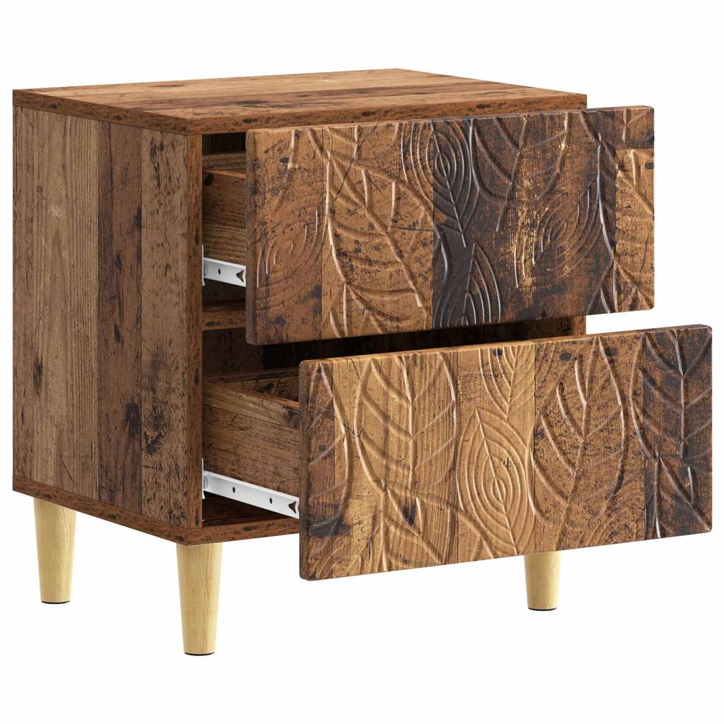 Nightstand Set of 2 Reclaimed Wood Look 43 x 34.5 x 48 cm Engineered Wood
