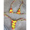 Three-point printed bikini strap-up neck sexy thong swimsuit female split bikini