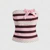 Strawberry Chocolate Contrast Color Strapless Cute Sleeveless Vest for Women