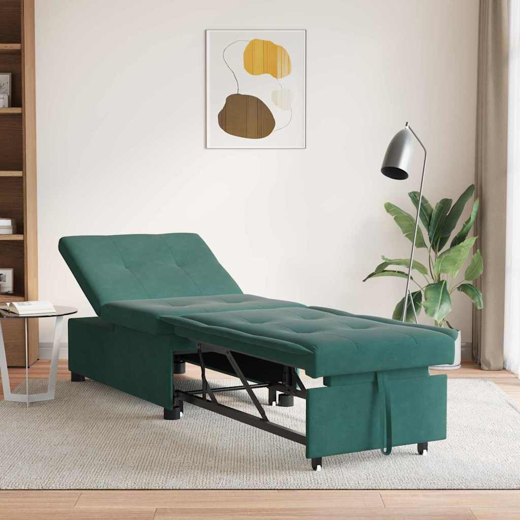 Dunkelgrünes Schlafsofa 194 x 67 x 82 cm Samt