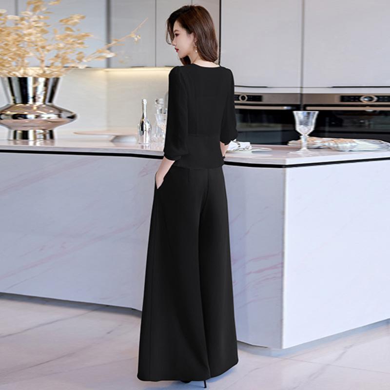 Fashion Shirt Set Women's Early Autumn New Temperament Wear Professional Wide-leg Pants Two-piece Set