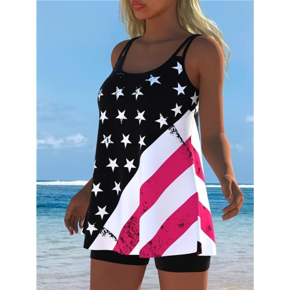 Women's Swimwear Tankini 2 Piece Swimsuit  Flower Pattern Print Vacation Bathing Suits
