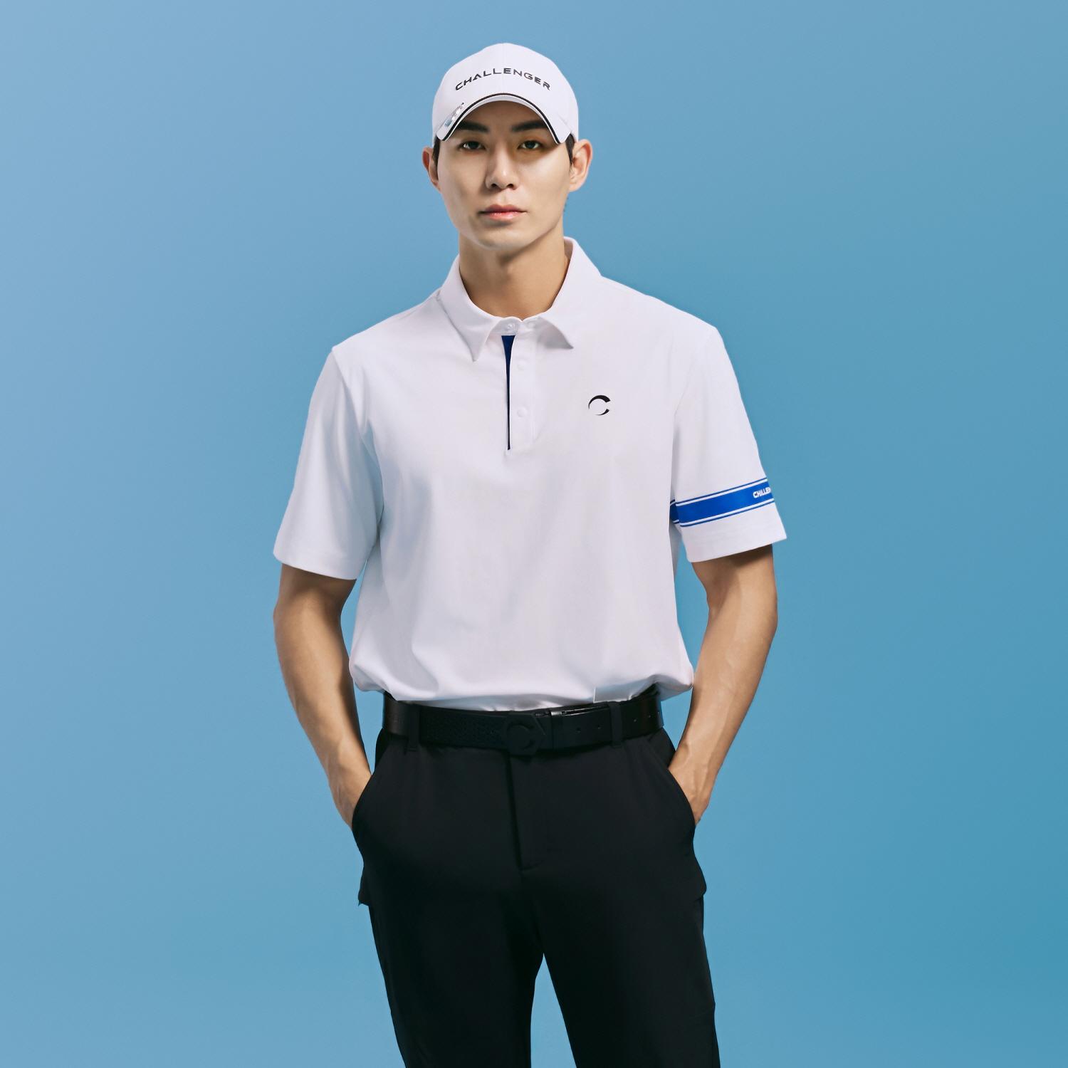 Challenger Men S Poly Sleeve Print Point Collar Short Sleeve T-Shirt White Wh (White)/S