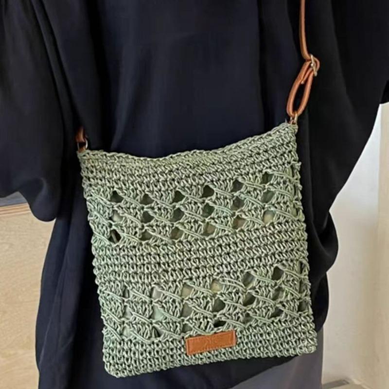 

Hollow straw bag handwoven bag travel messenger bag lazy wind shoulder portable beach bag versatile 22*1*24cm