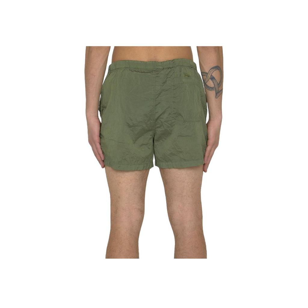 Stone Island Solid Color Mid Waist Fitted Straight Leg Swim Trunks Men swimwear Green 1015B0643-V0055