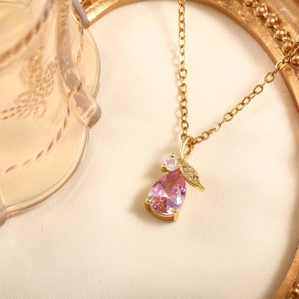 Versatile Pink-Purple Teardrop Zircon Necklace Pendant - DIY Jewelry Accessory