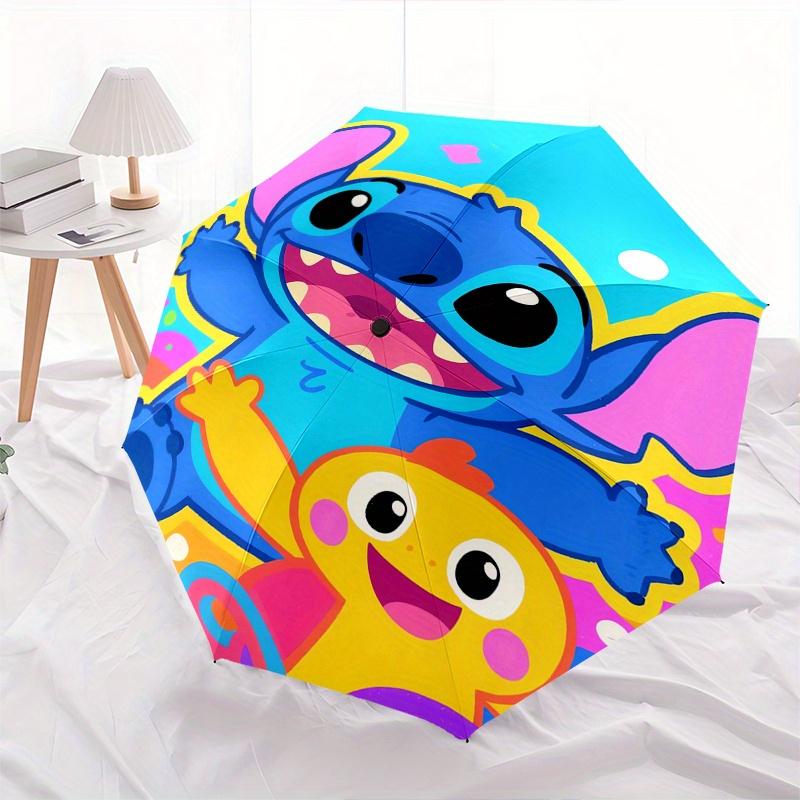 Stitch, Lilo Automatisches Öffnungs- und Schließschirm, Kompakter Reiseschirm, Leicht und Tragbar, Geeignet für Strand Pendeln Geschäfts