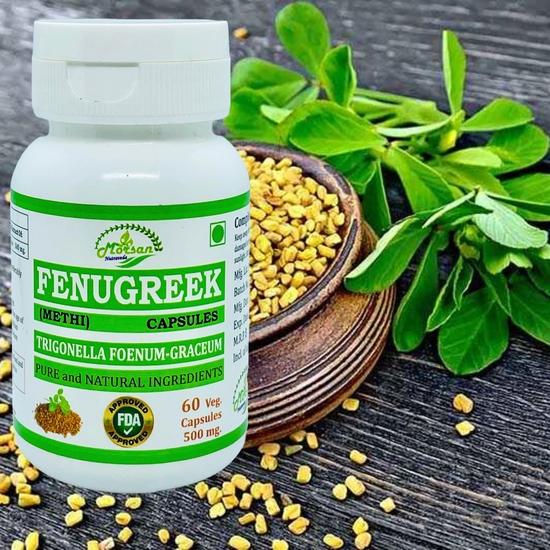 Morsan Nutraveda’s Fenugreek (Trigonella Foenum Graceum, Methi) Extract Capsule | Pack of 60 X 500 Mg. Veg. Capsules (1 Pack of 60 Capsules)