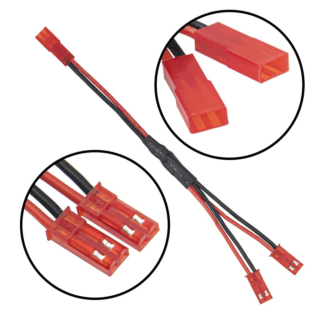 3-Piece JST Plug Splitter, JST Male to Female Y Parallel Cable Harness Wire for 110 Scale Remote Control Car Crawler, Cooling Fan, ESC, Battery,