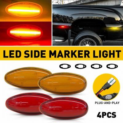 4PCS Amber Red Lamp LED Corner Side Light For 2001-2014 Chevy GMC 2500HD 3500HD