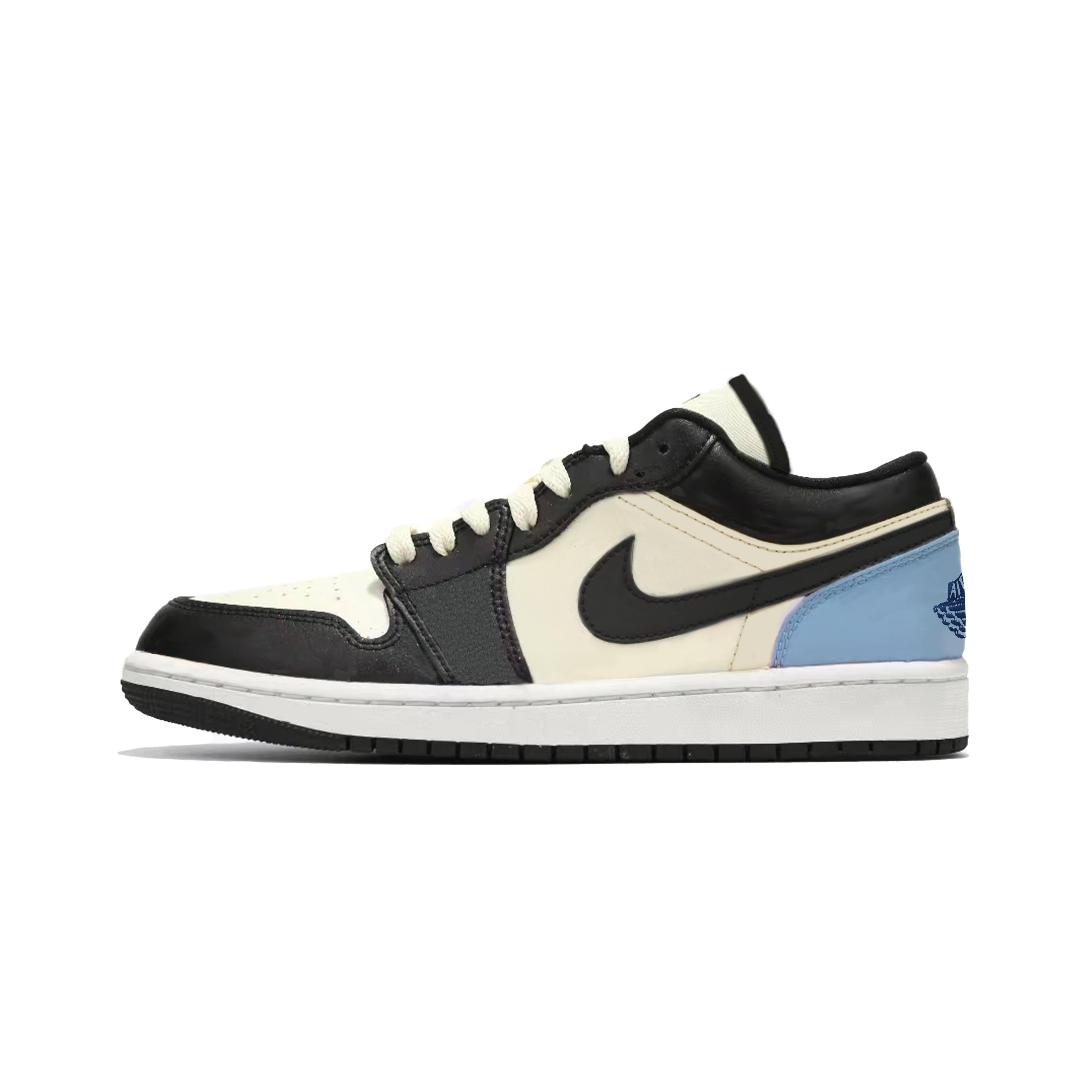 Jordan Air Jordan 1 Low Lightning Panda Cushioning Low top Vintage Basketball Shoes Men s Black White Blue 553558-132(Team1142-) 44.5