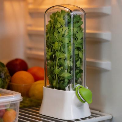 Vegetable Preserving Bottle Kitchen Crisper Box Refrigerator Herb Crisper Saver Pod Container Keep Herb/Cilantro Fresh Green