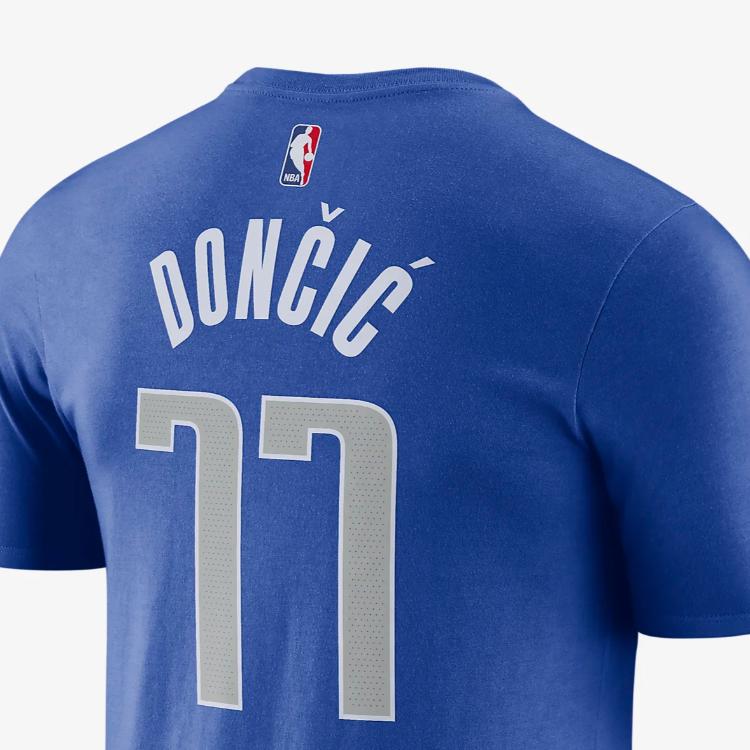 Nike Dallas Mavericks Luka Dončić No. 77 Breathable Casual Round Neck Short Sleeve T-Shirt Men Tops Blue CV8515-482